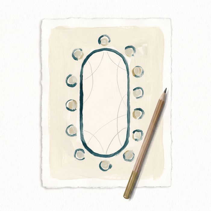 A hand drawn seating plan with twelve seats